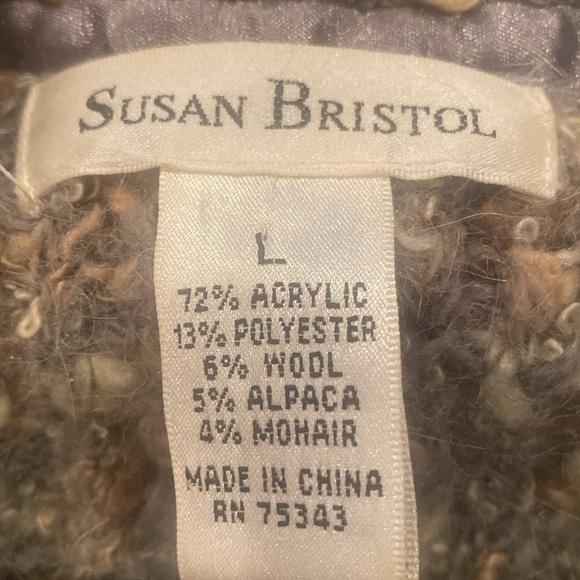 Susan Bristol Boucle Collared cropped textured Sweater cardigan Blazer size L - Picture 7 of 8